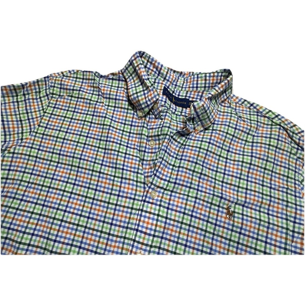 Ralph Lauren XXL 100% Cotton Multicolor Plaid Check Button Down Men's Shirt